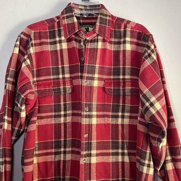 FIELD & STREAM Button Heavy Flannel Shirt Classic Red Lumberjack Plaid Mens M - Picture 2 of 10